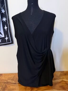 Vintage XL Gathered Wrap Top Black Candid Soul Whimsigoth Corporate Goth